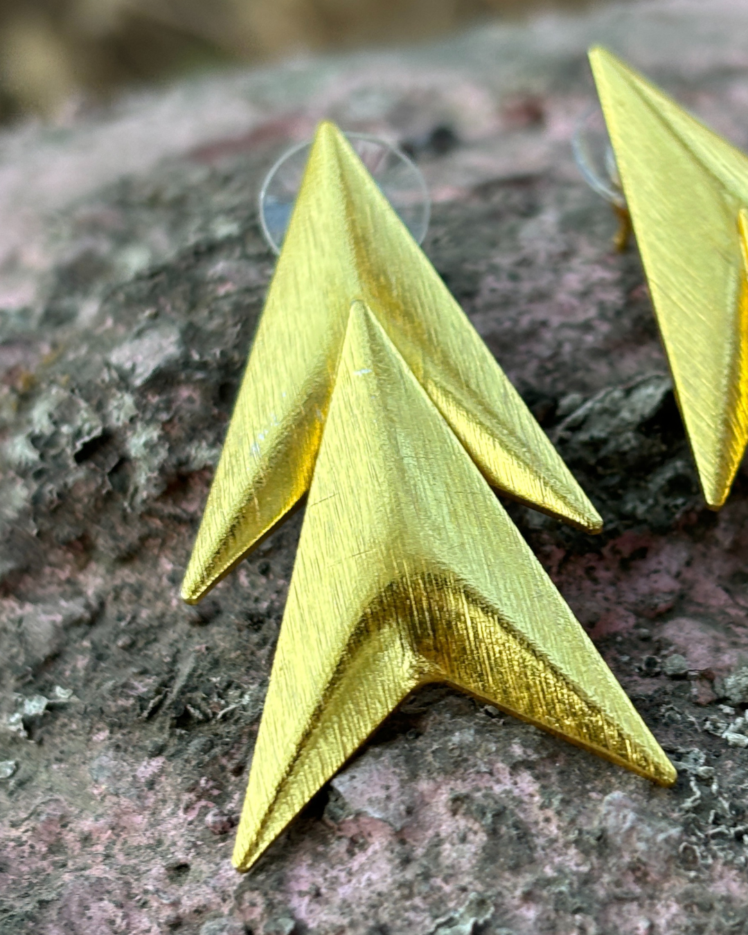 Golden Double Arrow Brass Earrings