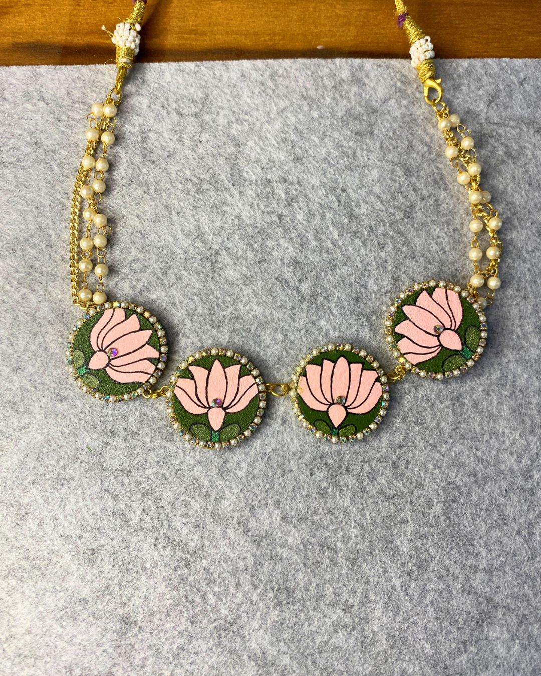 Green and Yellow Hand Painted Jewellery Set