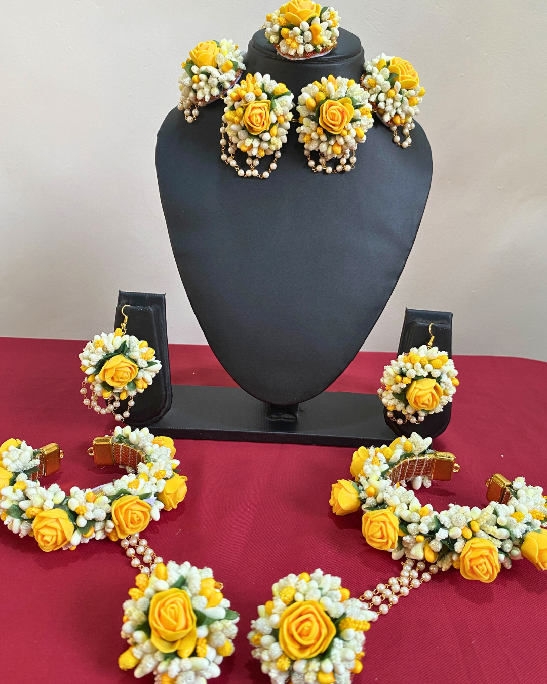 White Pollen and Yellow Rose Floral Jewellery