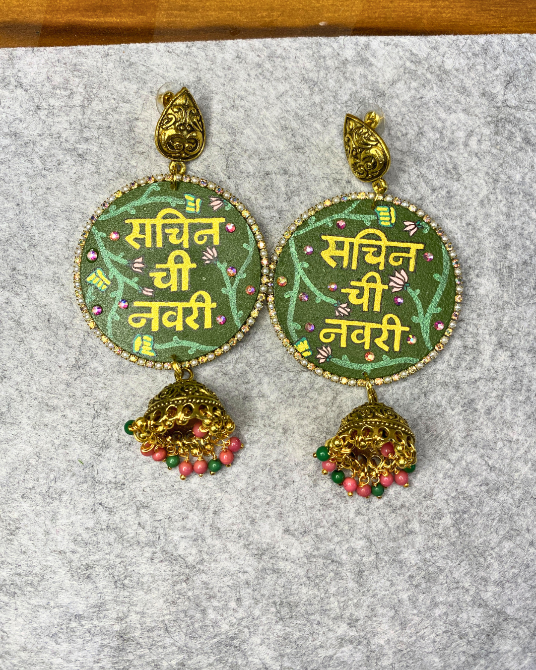 Green and Yellow Hand Painted Jewellery Set