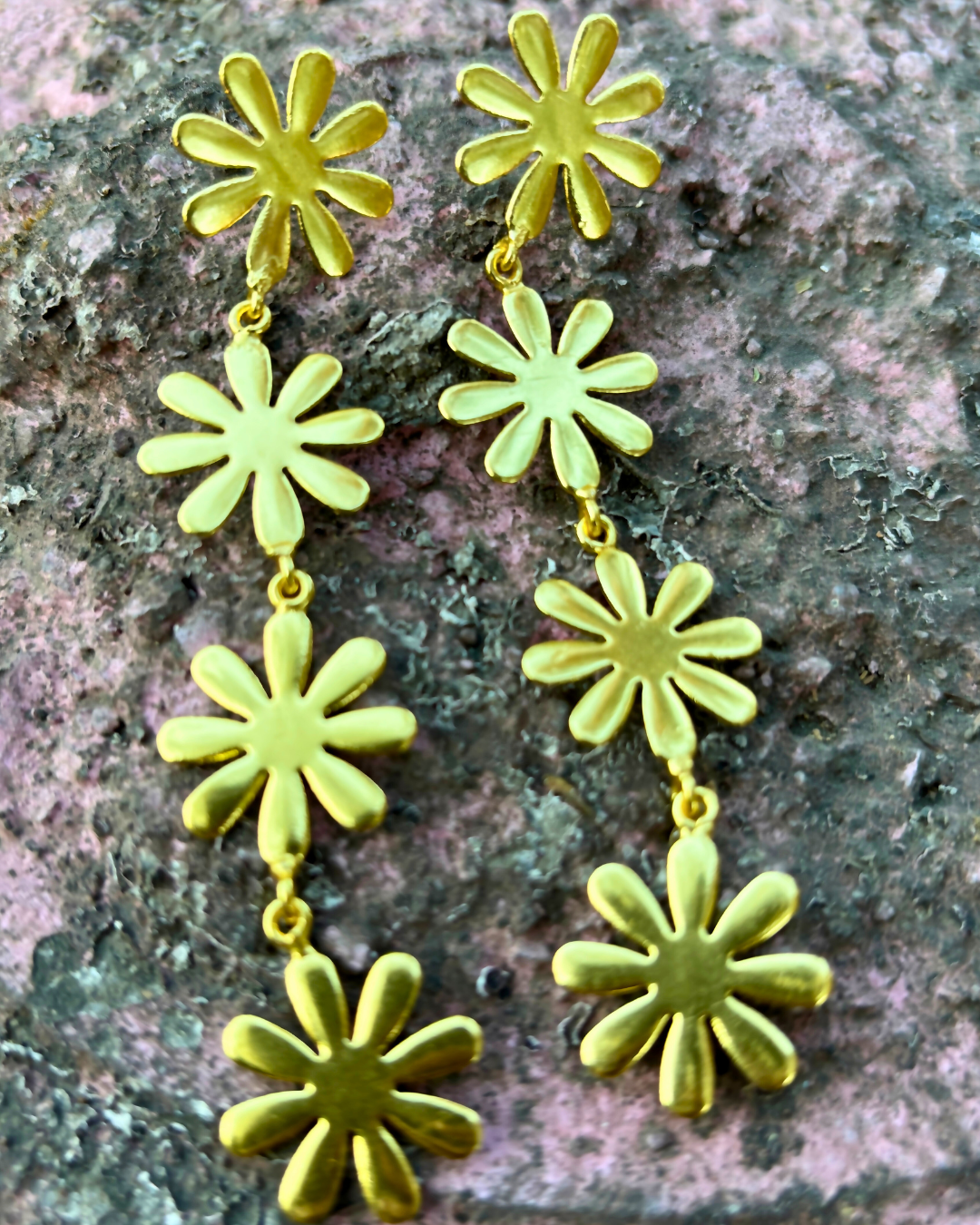 Golden Daisy Brass Earrings