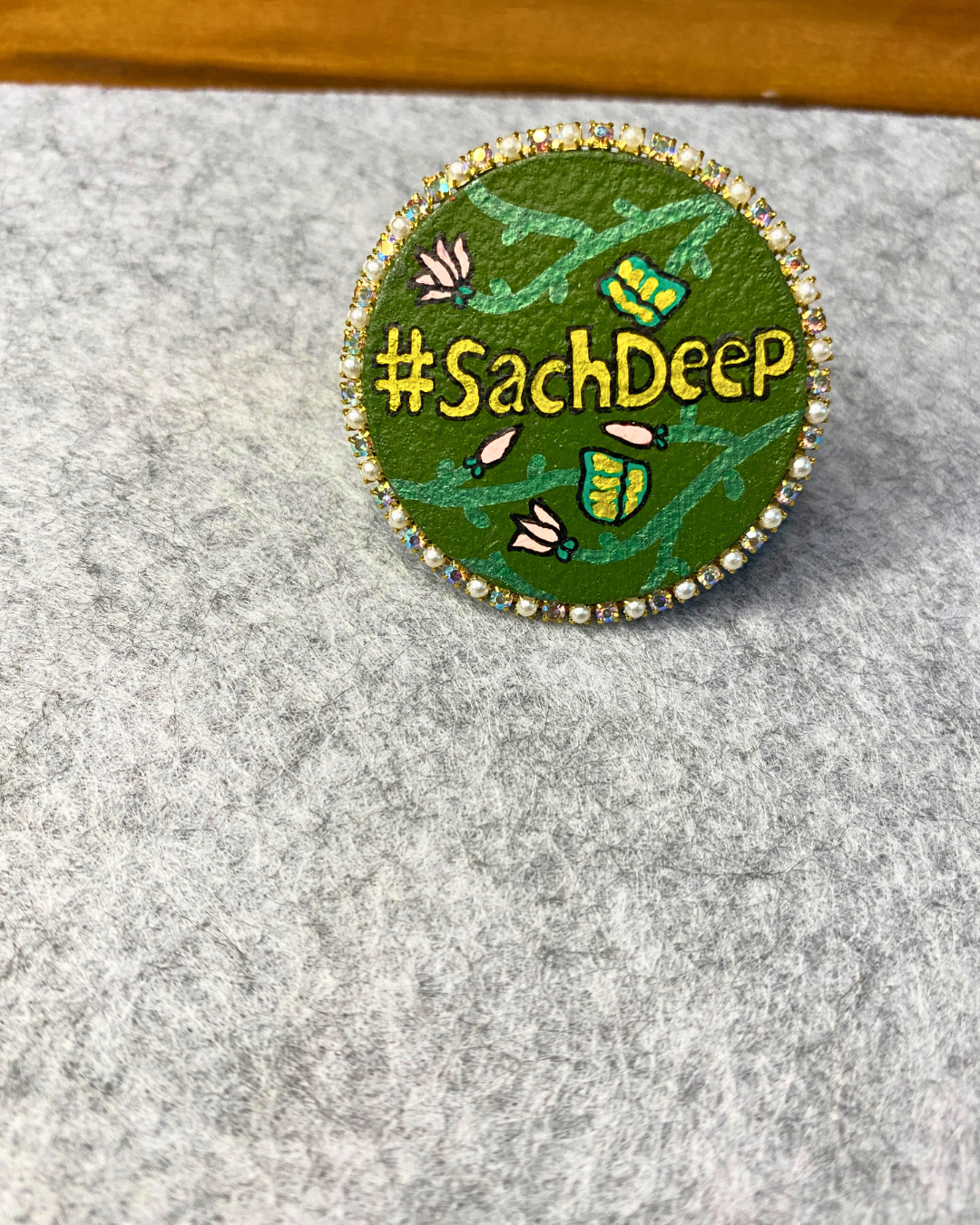 Green and Yellow Hand Painted Jewellery Set