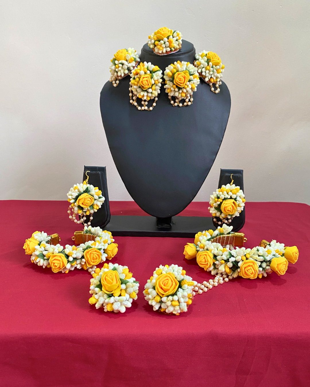 White Pollen and Yellow Rose Floral Jewellery