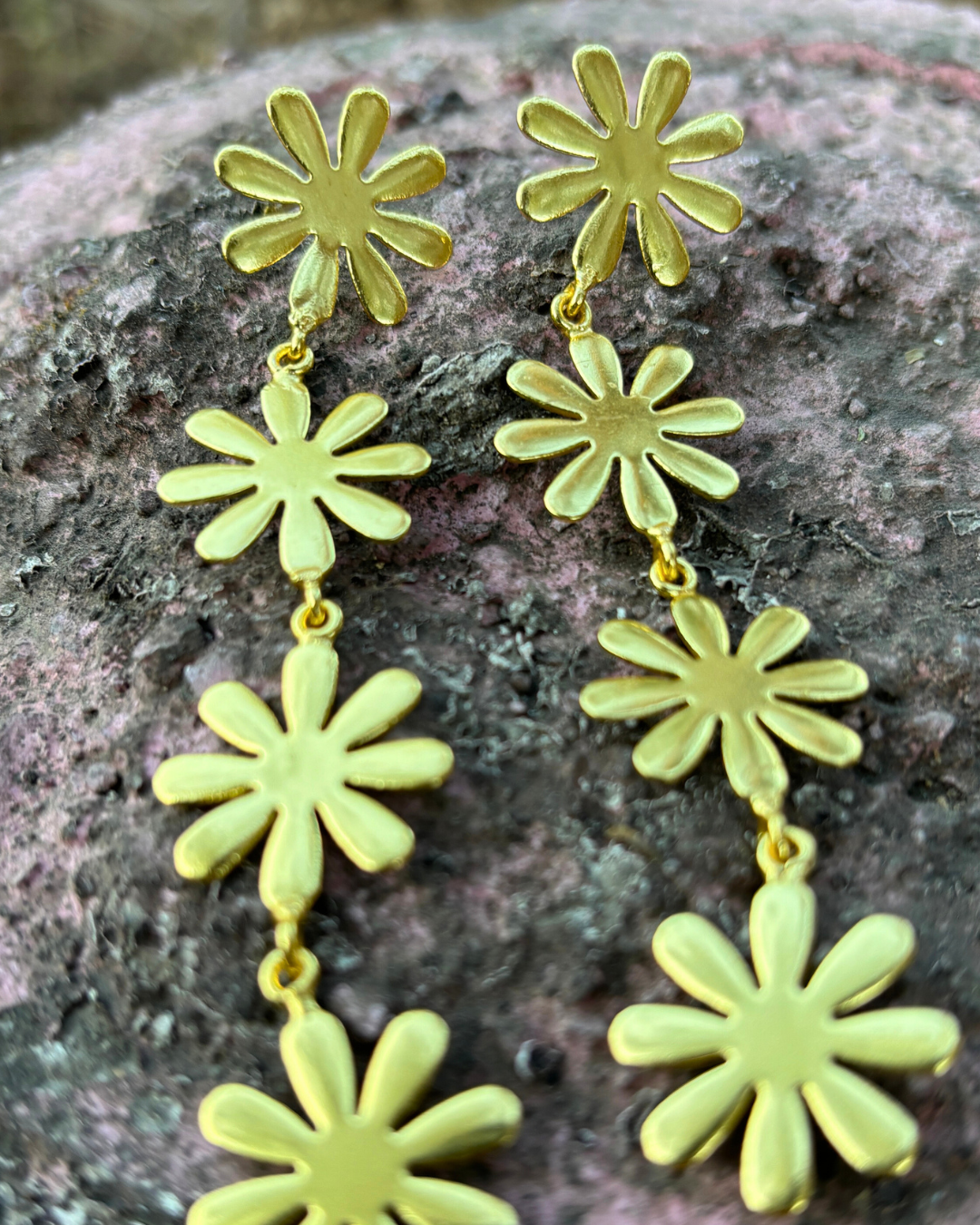 Golden Daisy Brass Earrings