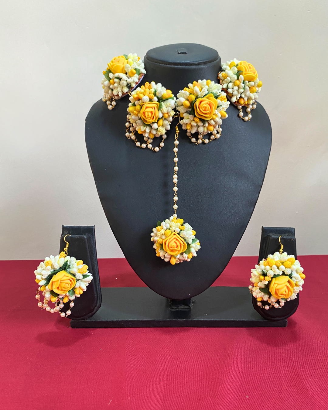 White Pollen and Yellow Rose Floral Jewellery