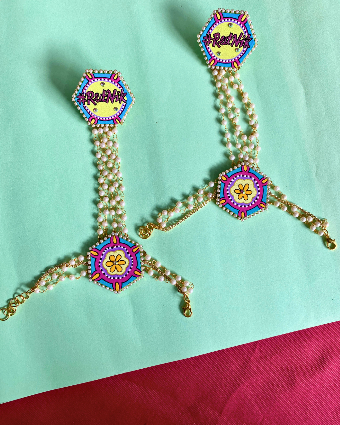 Dome Shape Hand Painted Jewellery Set