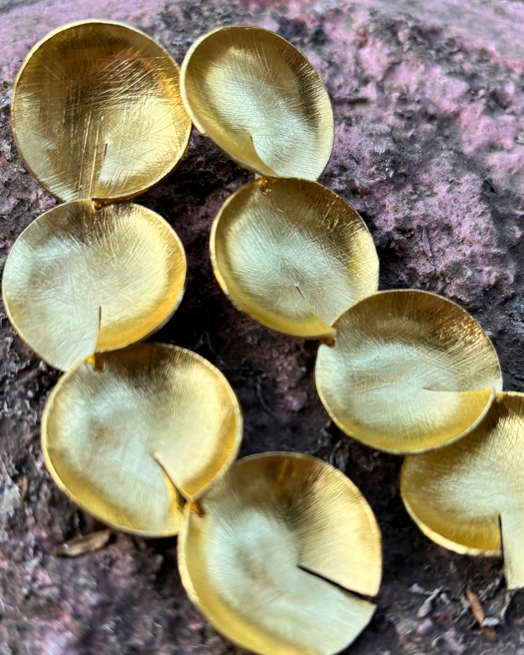 Golden Lily Pad Cascade Brass Earrings