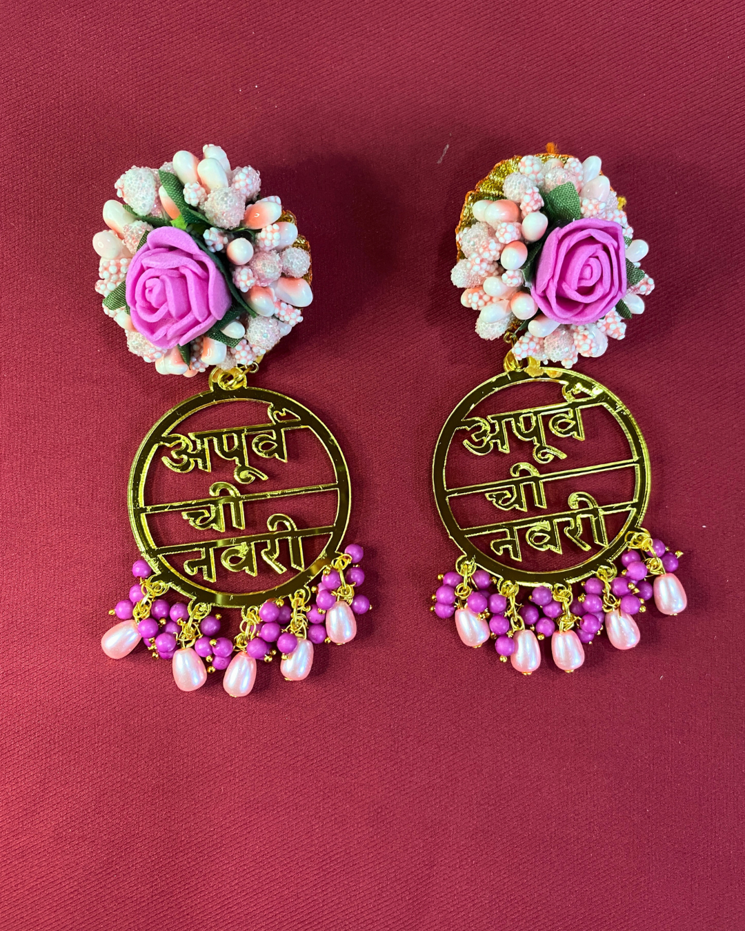 Acrylic Earring & Maang Tikka with Floral Stud