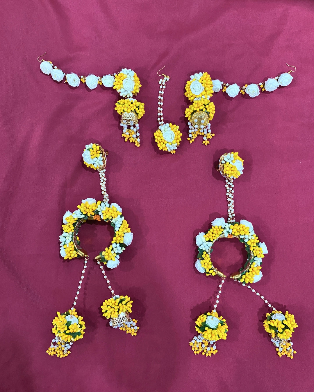 Yellow and White Floral Jewellery Set