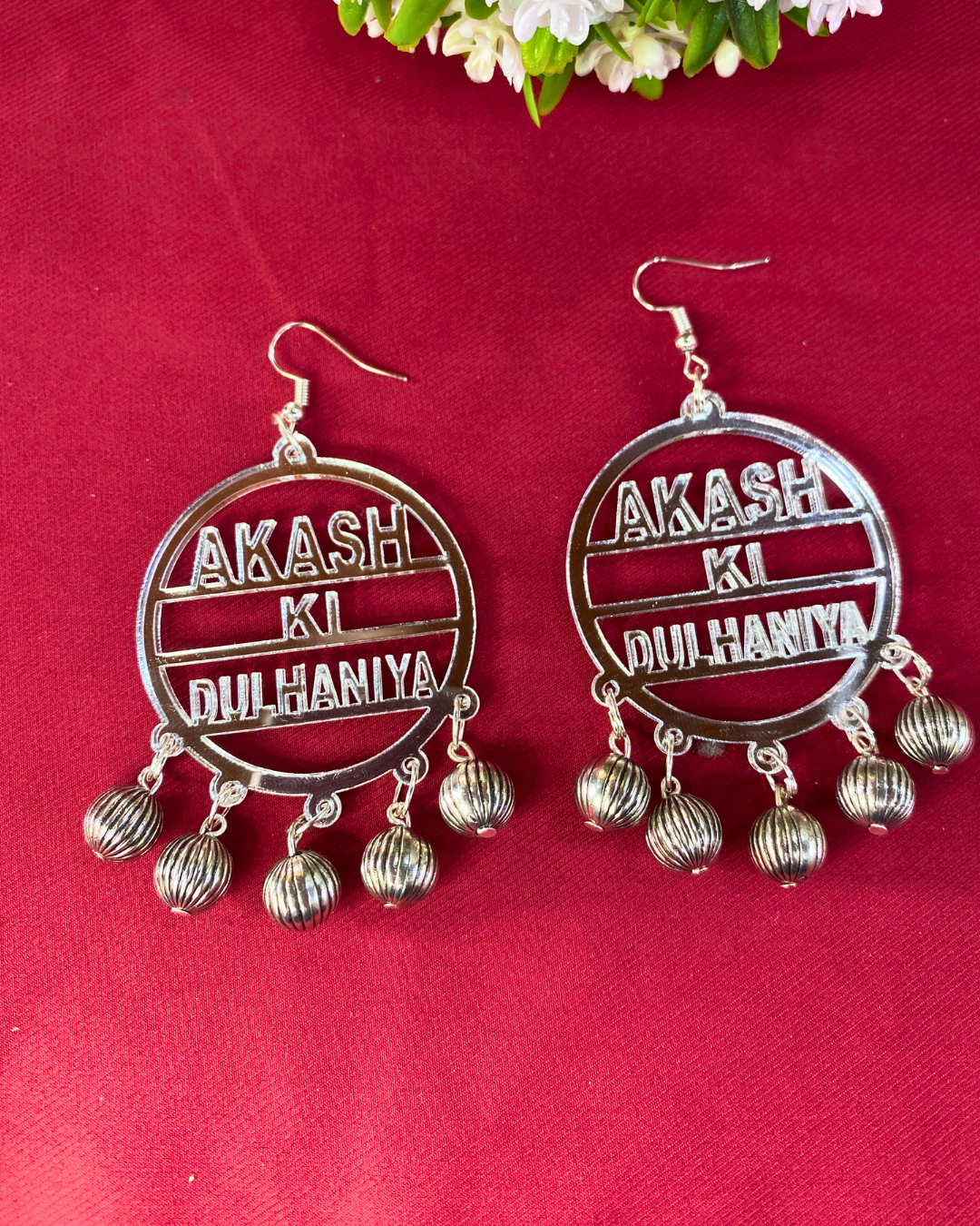 Silver Acrylic Earring For Bride