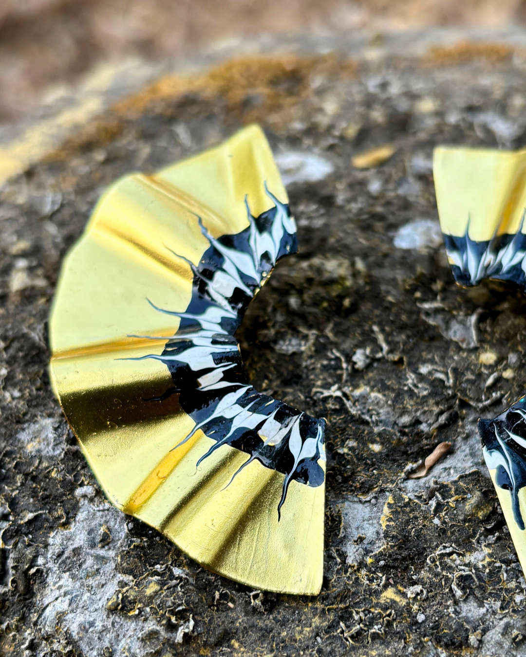 Golden Wings Brass Earrings