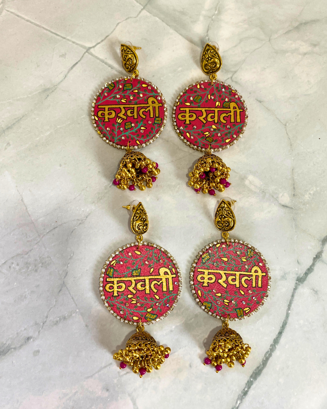 Karvali Text Hand Painted Earrings