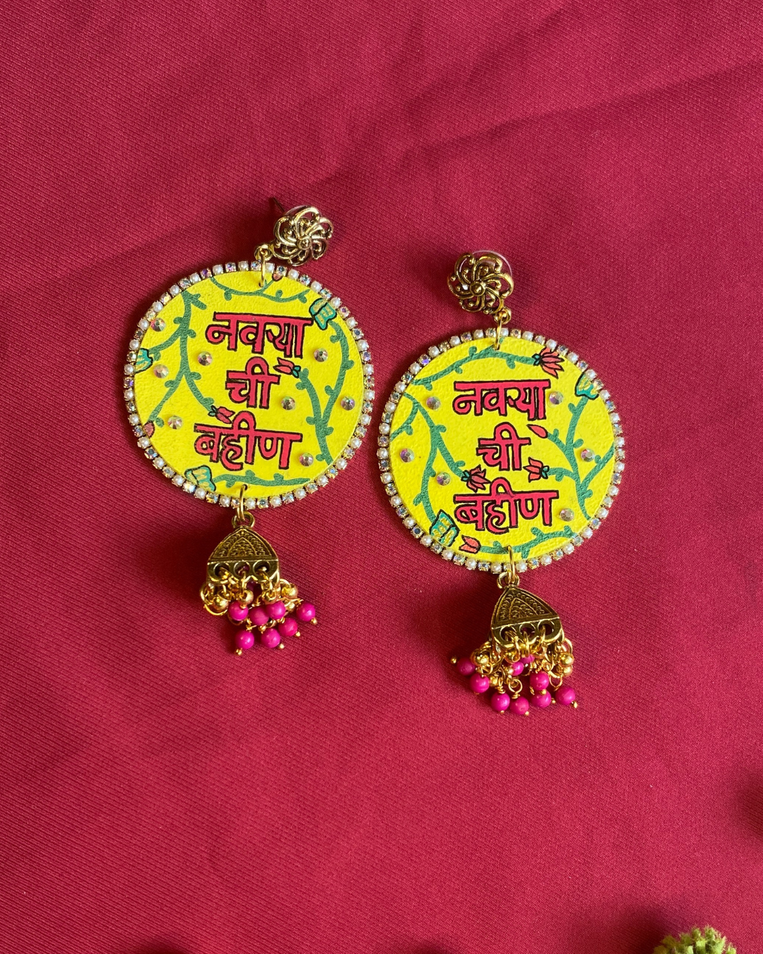 Hand Painted Earrings for Bride and Groom Sister