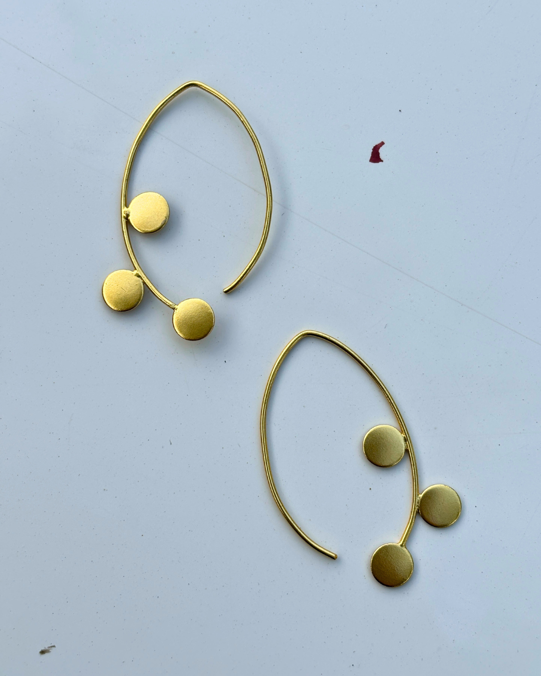 Golden Dots Brass Earrings