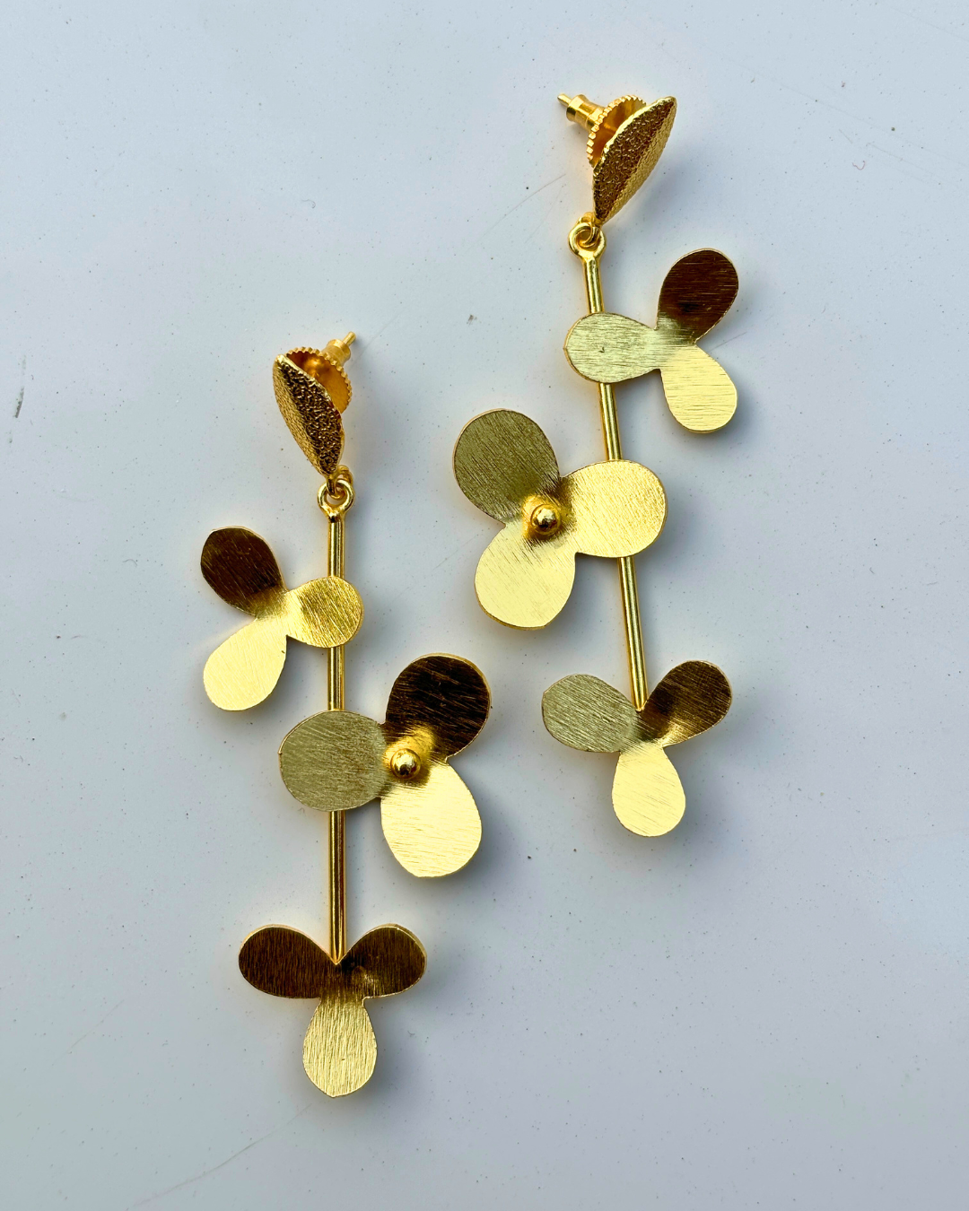Golden Floret Brass Earrings