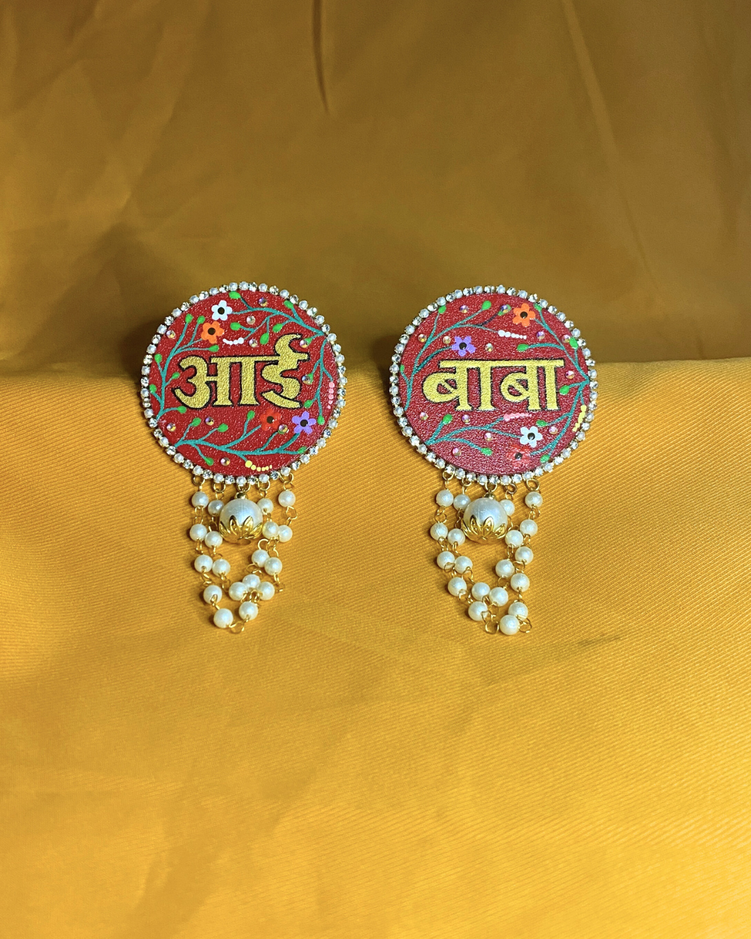 Aai & Baba Hand Painted Brooch
