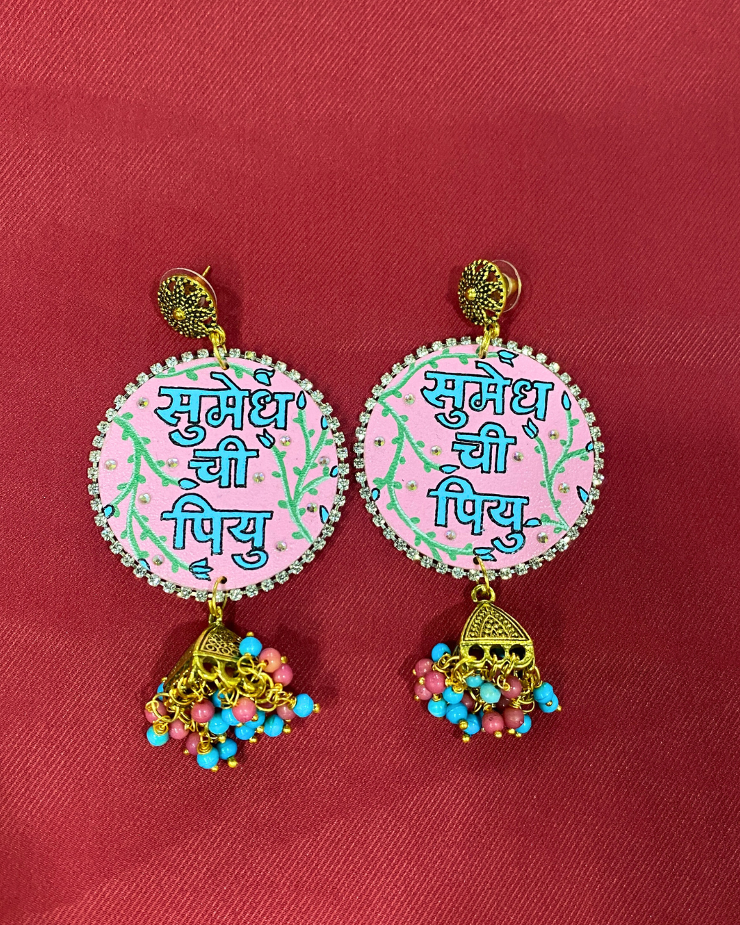 Baby Pink and Blue Hand Painted Jewellery Set