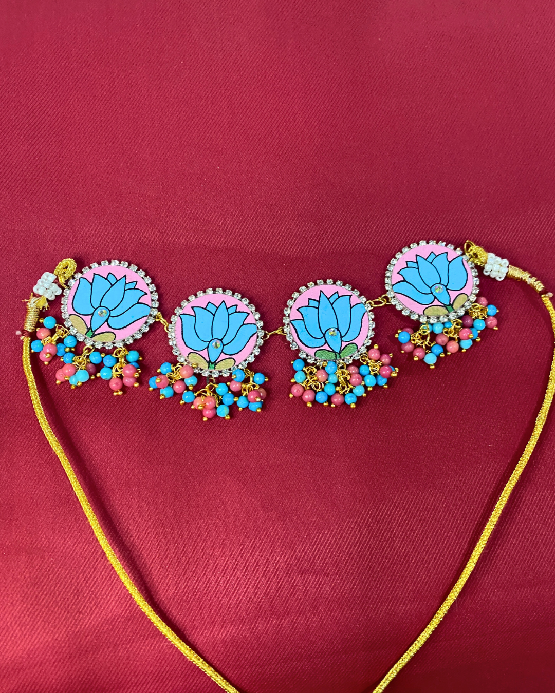 Baby Pink and Blue Hand Painted Jewellery Set
