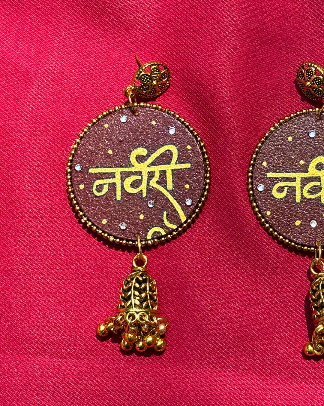 Hand-Painted Earrings with "Navri" Text