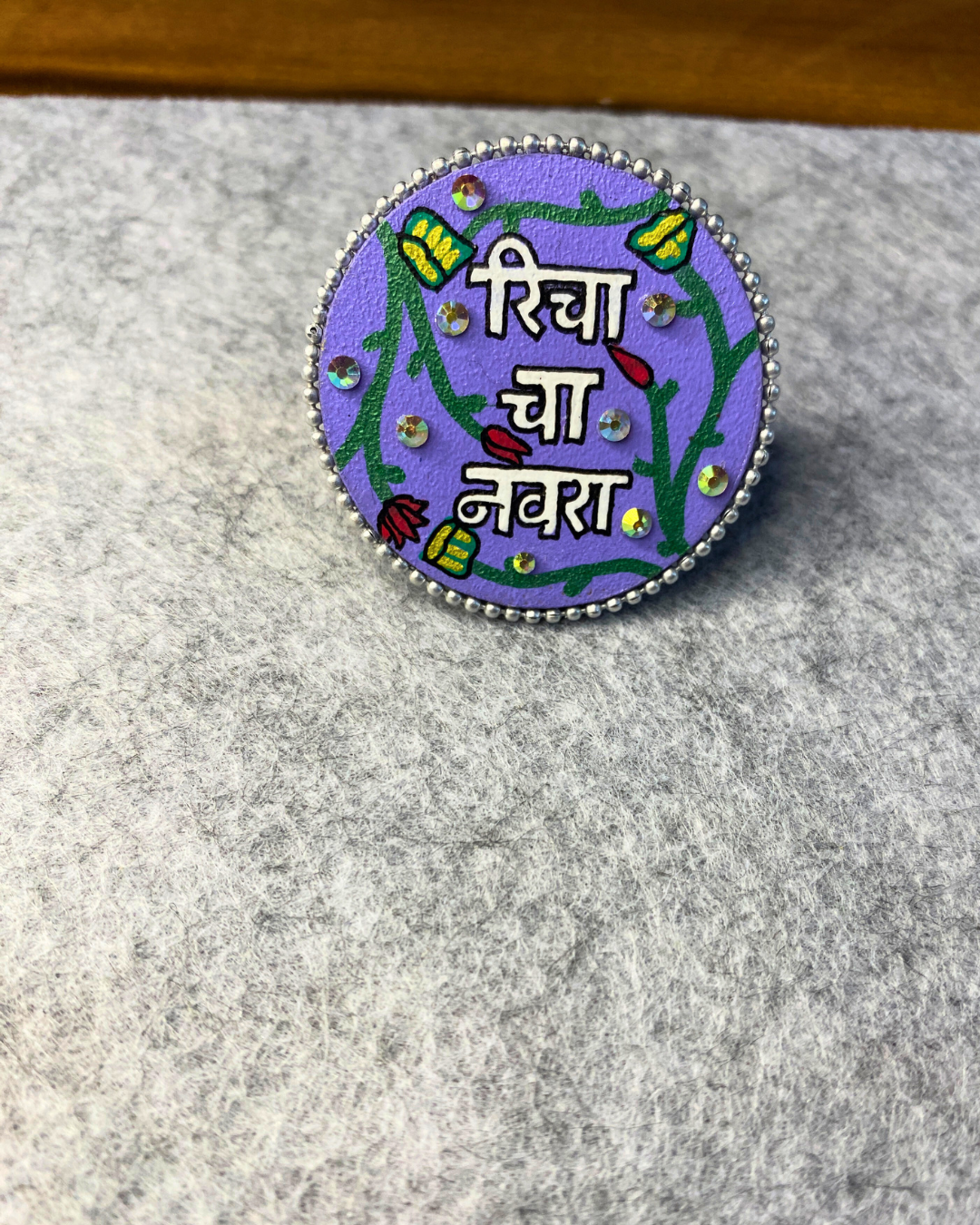 Purple and White Hand Painted Jewellery Set