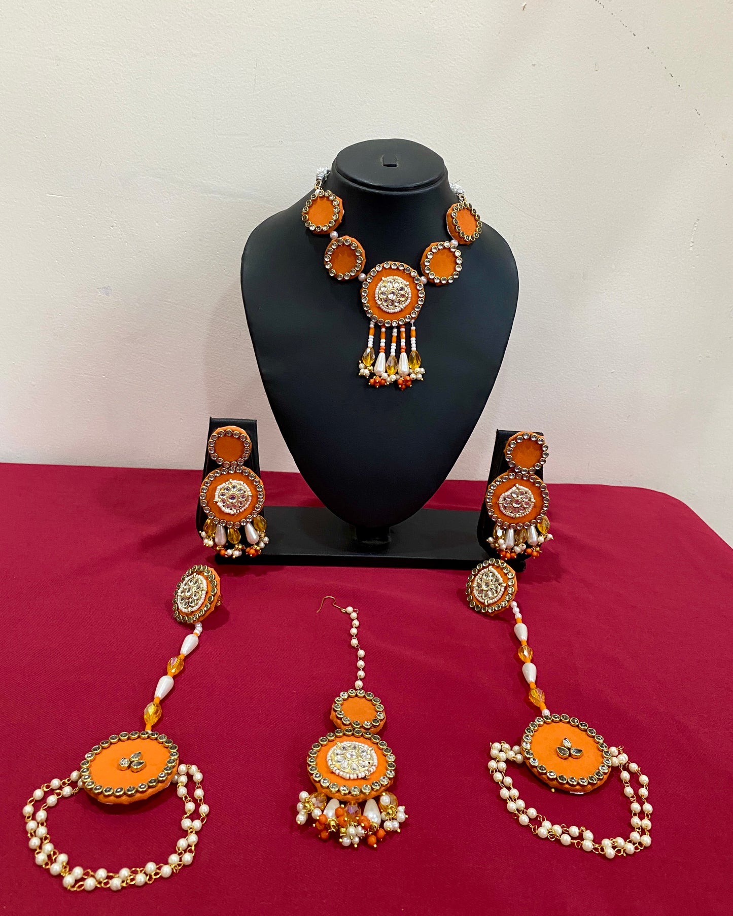 Orange Fabric Jewellery Set