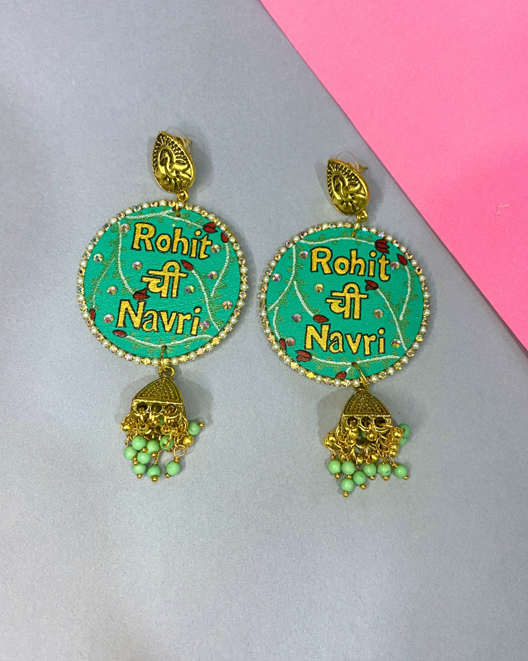 Green Hand Painted Jewellery Set