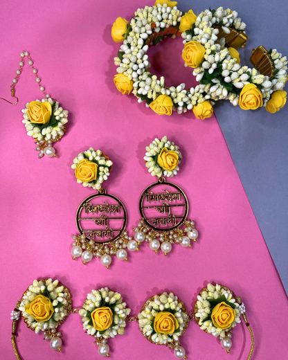 Groom Name Acrylic Floral Jewellery Set