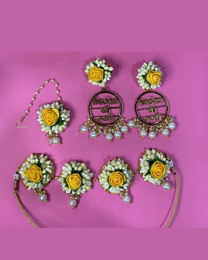 Groom Name Acrylic Floral Jewellery Set