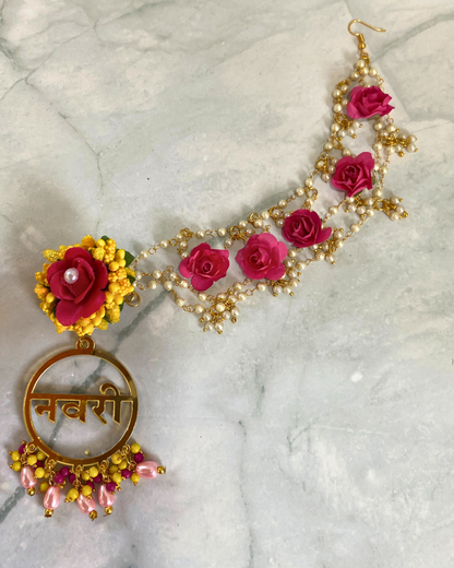 Navri Text Acrylic Floral Jewellery Set
