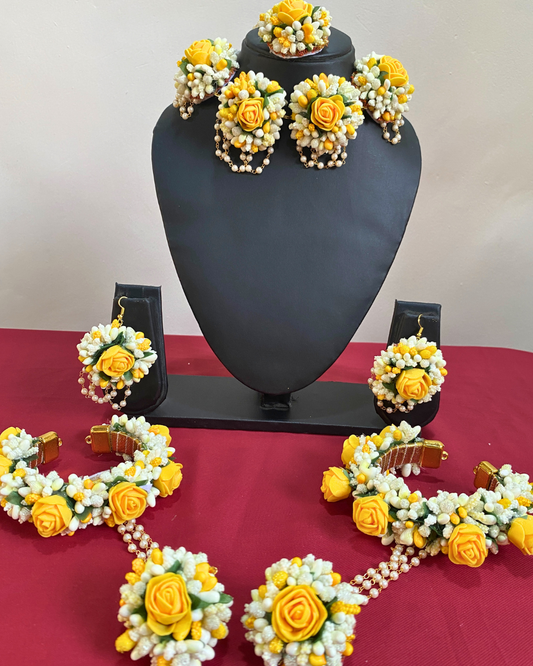 White Pollen and Yellow Rose Floral Jewellery