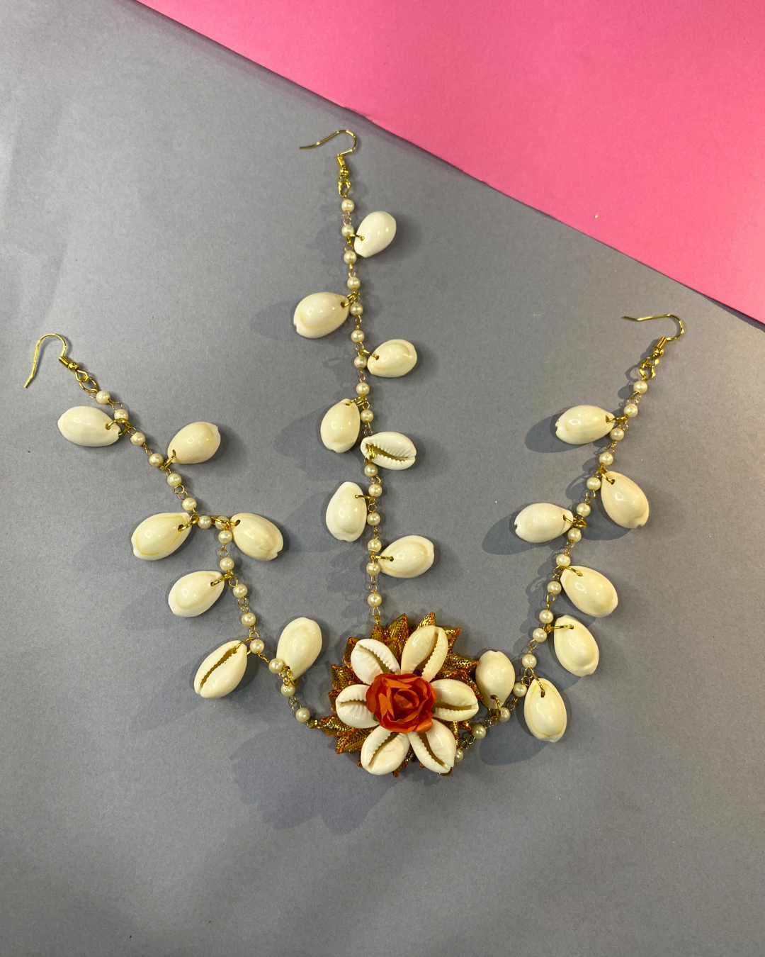 Shell & Orange Rose Jewellery Set