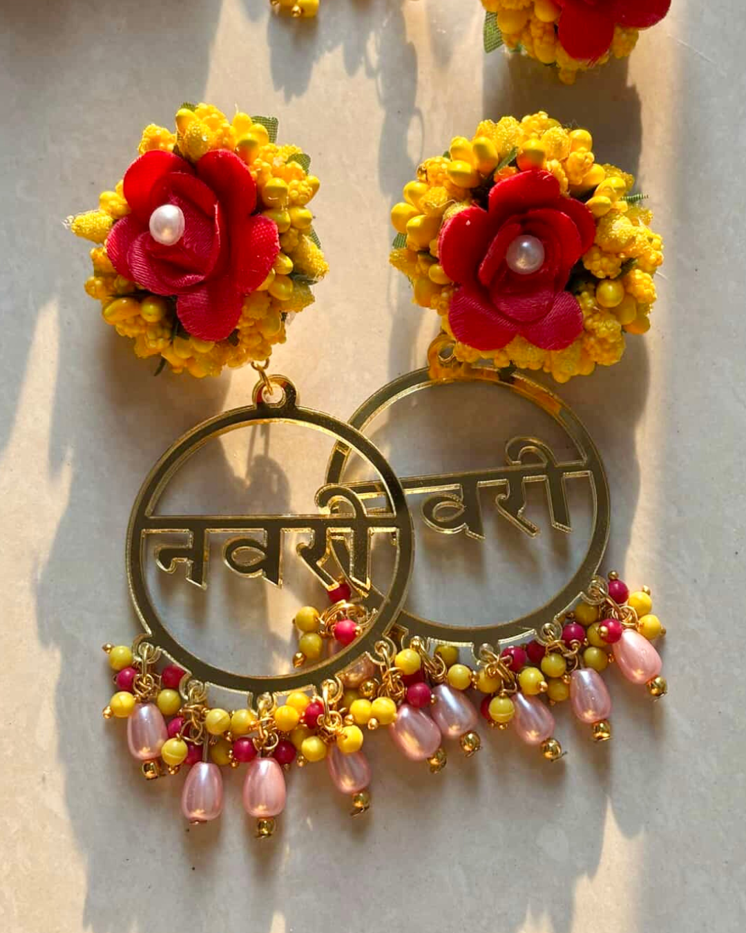 Navri Text Acrylic Floral Jewellery Set