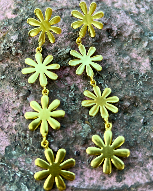 Golden Daisy Brass Earrings