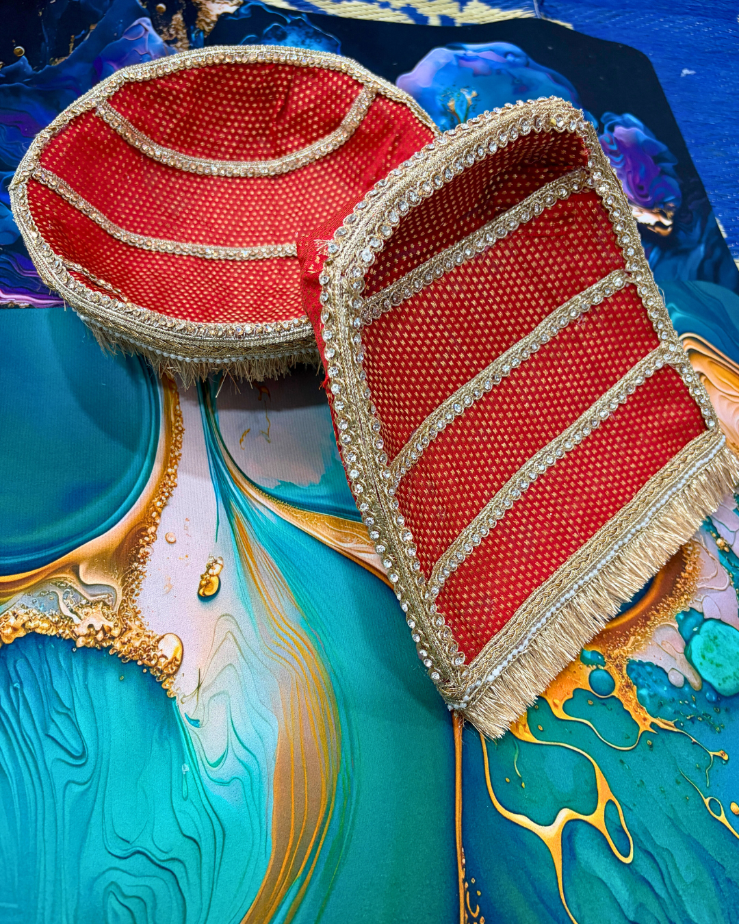Handcrafted Designer Chajla ( 2pcs )| Decorated Chaaj & Soop Set