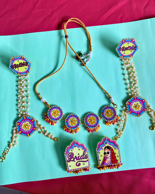 Dome Shape Hand Painted Jewellery Set