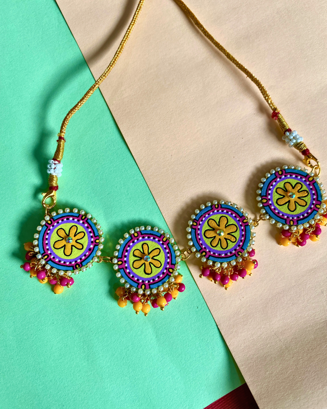 Dome Shape Hand Painted Jewellery Set