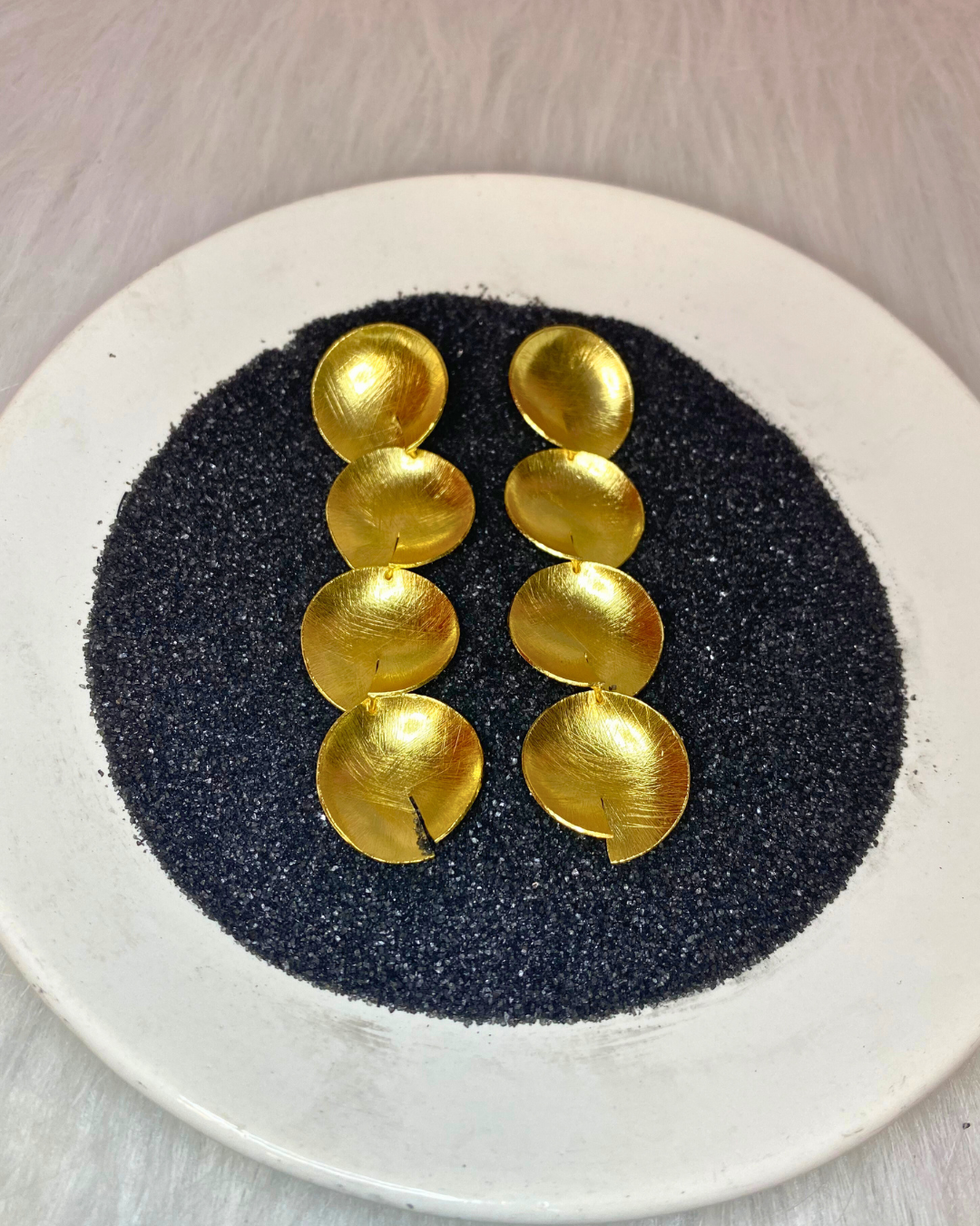 Golden Lily Pad Cascade Brass Earrings