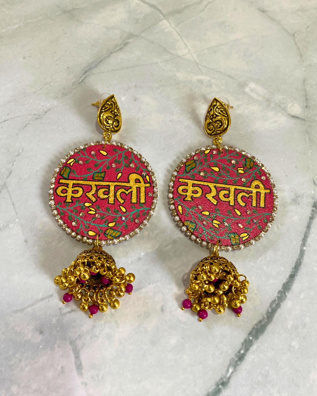Karvali Text Hand Painted Earrings