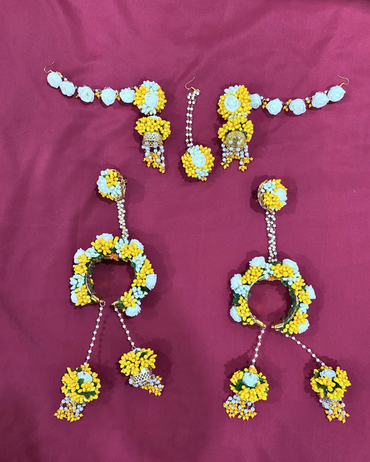 Yellow and White Floral Jewellery Set