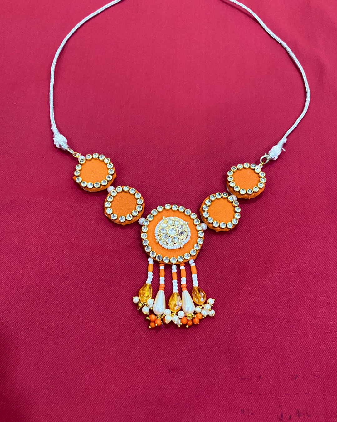 Orange Fabric Jewellery Set