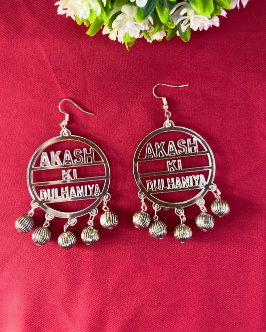 Silver Acrylic Earring For Bride
