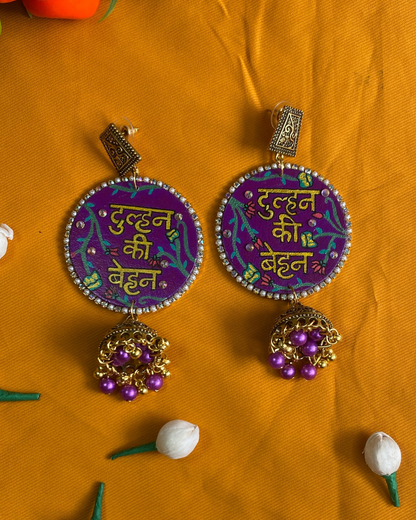 Hand Painted Earrings for Bride and Groom Sister