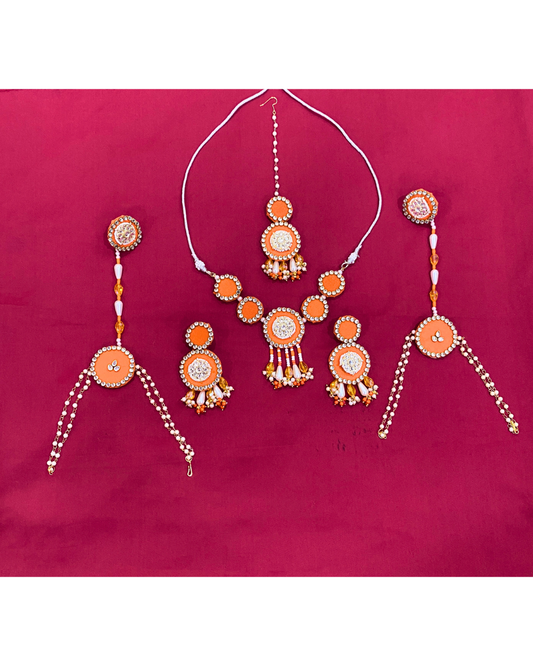 Orange Fabric Jewellery Set