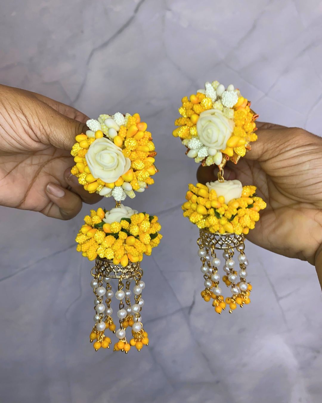 Yellow and White Floral Jewellery Set