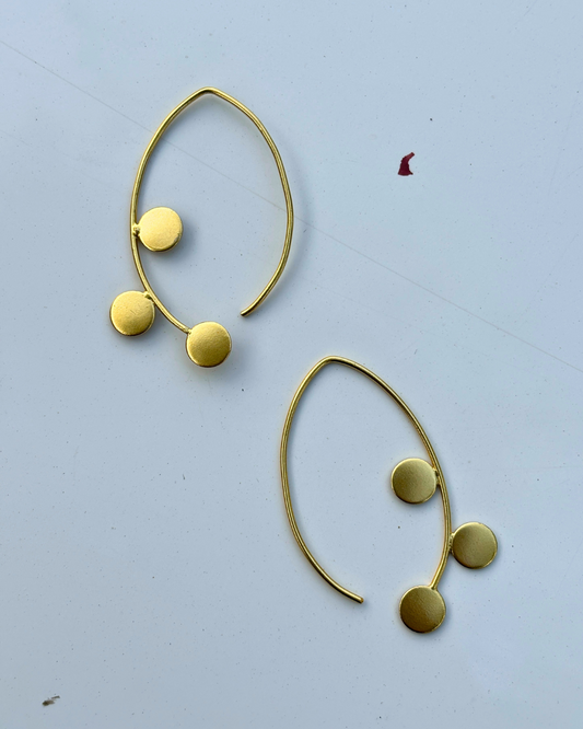 Golden Dots Brass Earrings