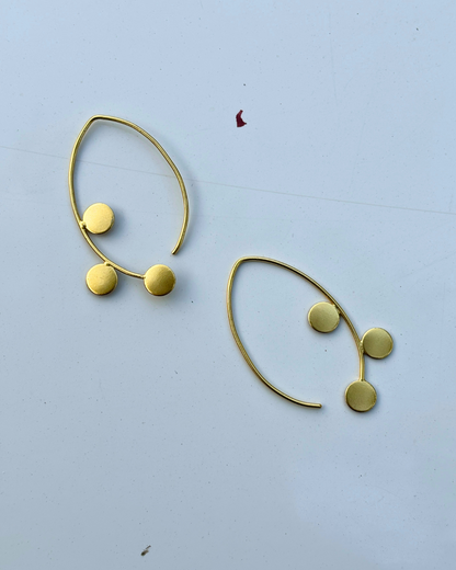 Golden Dots Brass Earrings