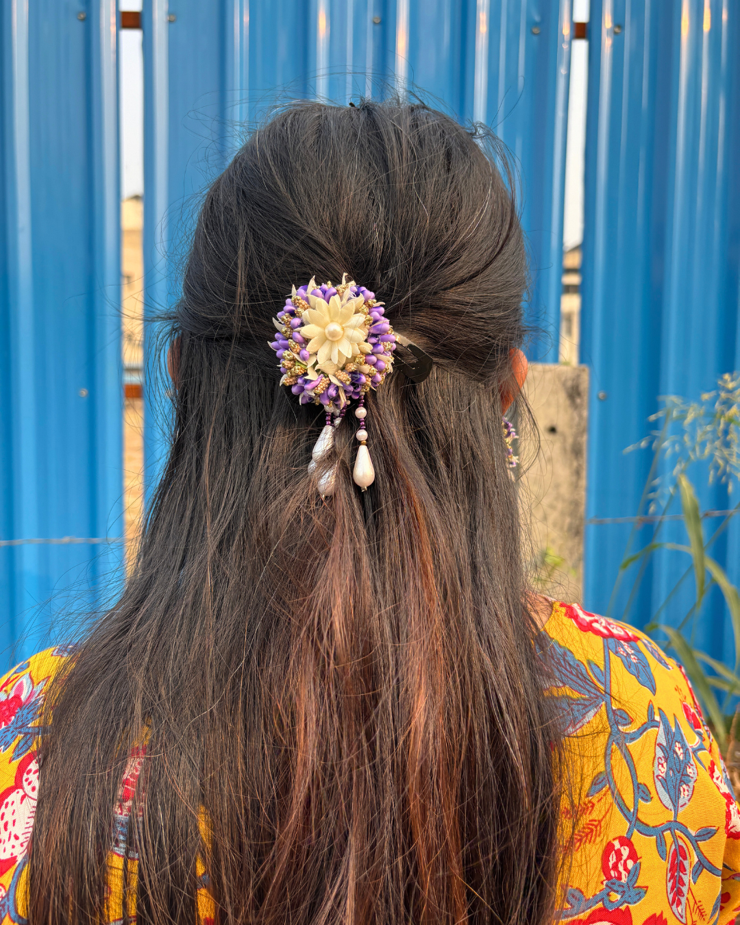 Lavender Pearl Posy Hair Clip