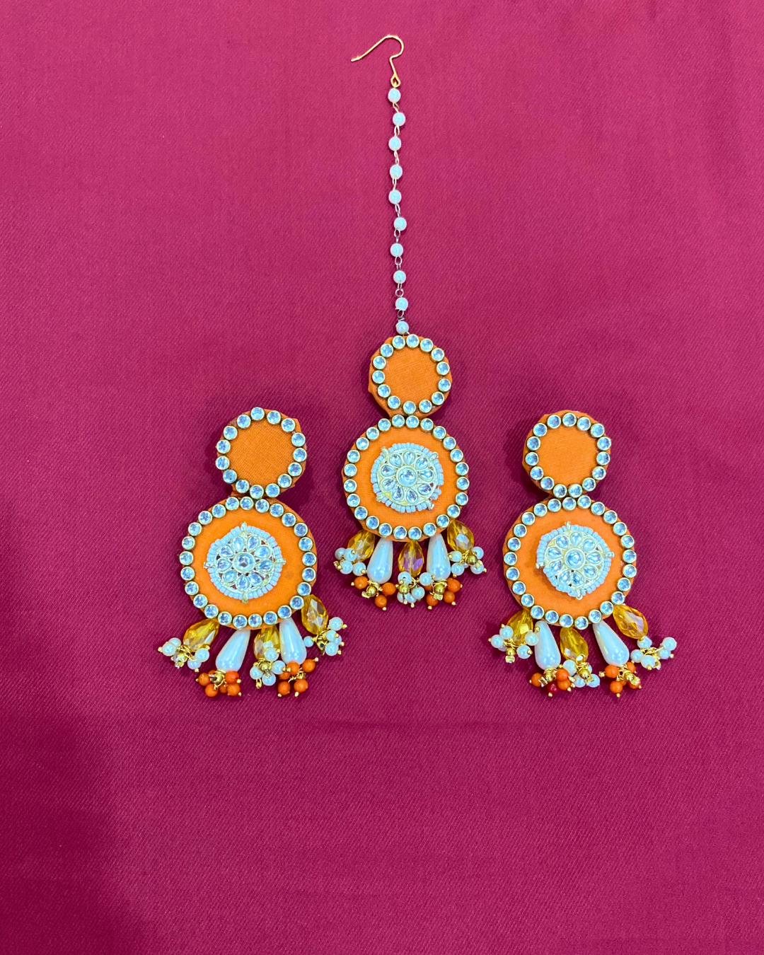 Orange Fabric Jewellery Set
