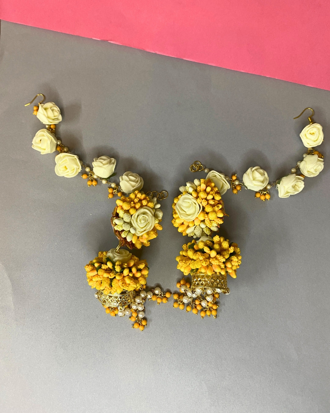 Yellow and White Floral Jewellery Set