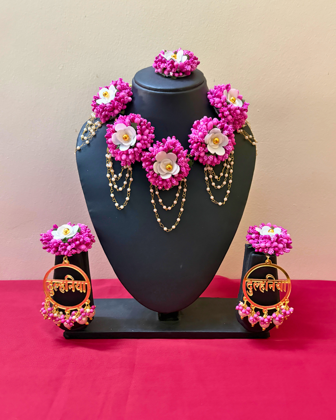 Dulhan Text Floral Jewellery Set